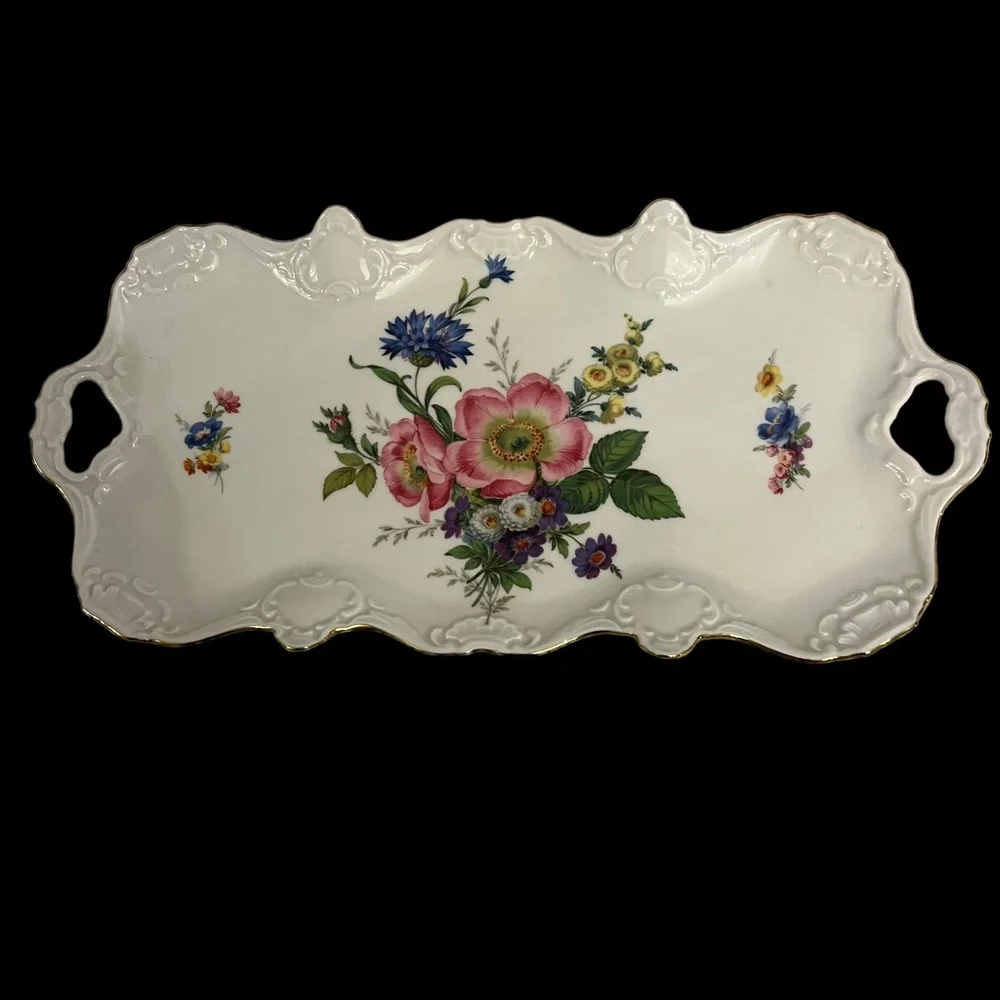 Vintage Kaiser West Germany Floral Porcelain China Trinket Tray Serving Dish - Picture 2 of 12